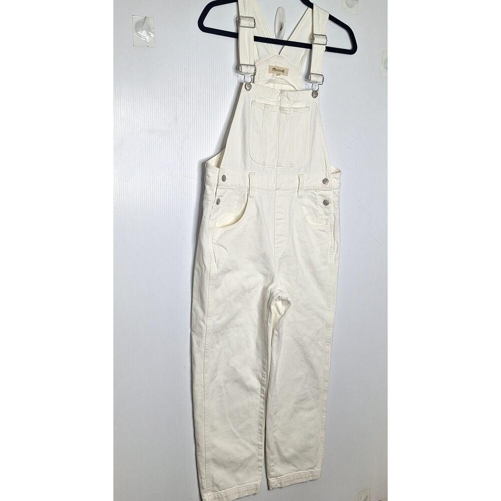 Madewell Straight-Leg Overalls Tile White Rigid Denim Small Retro Minimalist - Picture 2 of 8